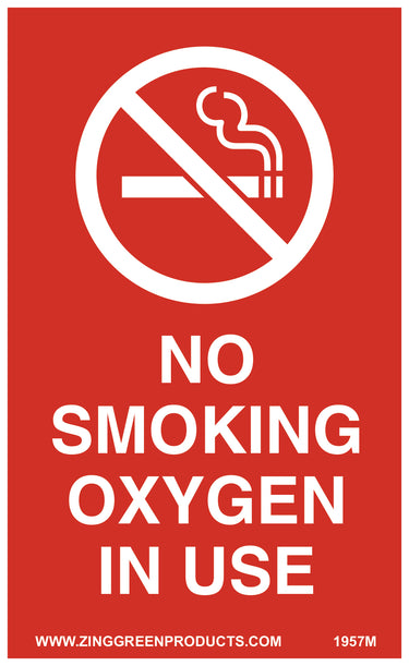Sign, No Smoking Oxygen In Use, 9 x 2